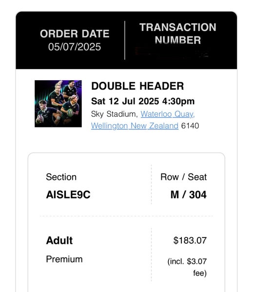 All Blacks vs France - Premium ticket - double header single ticket63002585018627111