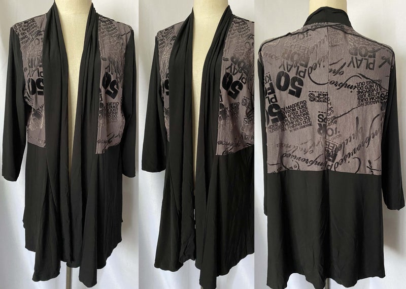 *MERRIC* LAYERING CARDI DUSTER JACKET EMBOSSED VELVET PLUS SIZE CHIC Carousel 1