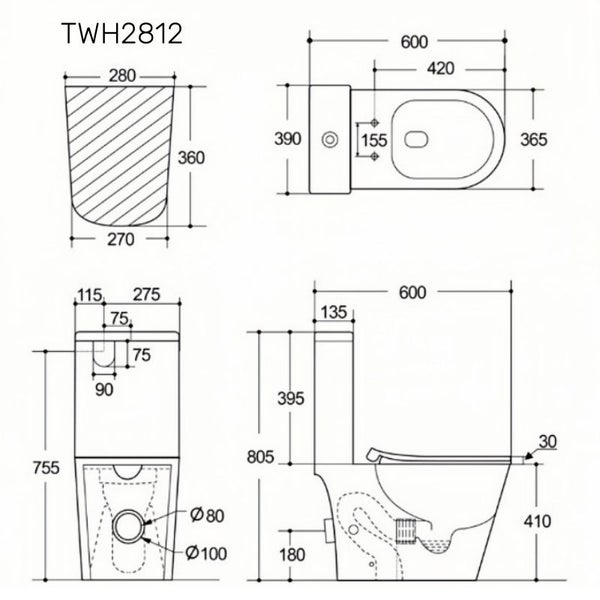 *Brand New * -Back to Wall Toilet Tornado Flush TWH2812 *Special Week* Carousel 6