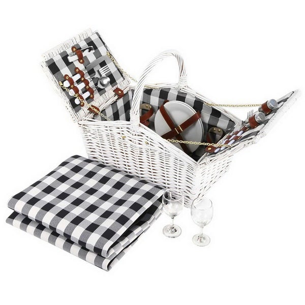 Alfresco 2 Person Picnic Basket Set Insulated Blanket Bag Carousel 1