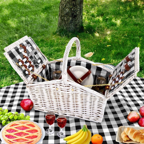 Alfresco 2 Person Picnic Basket Set Insulated Blanket Bag Carousel 2