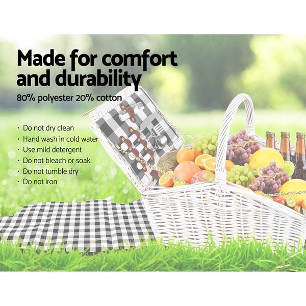 Alfresco 2 Person Picnic Basket Set Insulated Blanket Bag Carousel 7