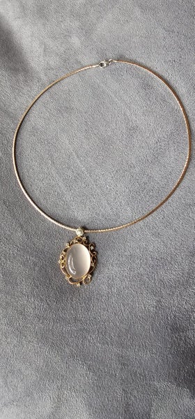 Rose Quartz and Diamond Set Pendant on Omega Chain Carousel 2