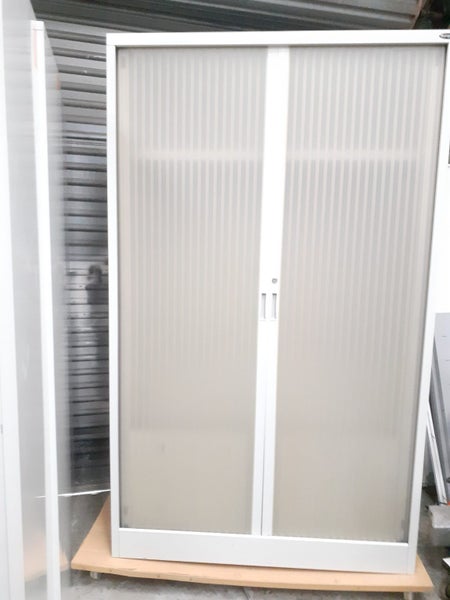 Tambour Cupboard 96% Off | White Metal - Space & Cost-Saving Office Storage! Carousel 1