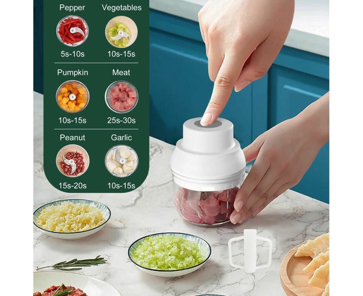 Electric Mini Vegetable Chopper, 2 in 1 Food Chopper with Eggbeater, Garlic Carousel 2