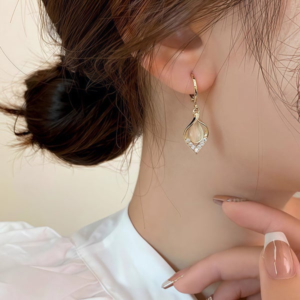 Elegant Teardrop Dangle Earrings with Rhinestone Accents Carousel 1