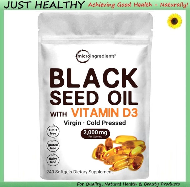 COLD PRESSED BLACK SEED MIRACLE OIL - HI STRENGTH & D3 - 240 GELS Carousel 1