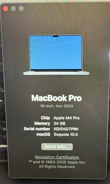 Apple MacBook Pro 16" M4 Pro – 24GB RAM | 512GB SSD – Silver63614801548035113