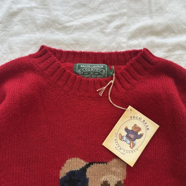 Vintage Ralph Lauren Country Polo Bear Ski Pure Wool Knitted Sweater62995623831425112