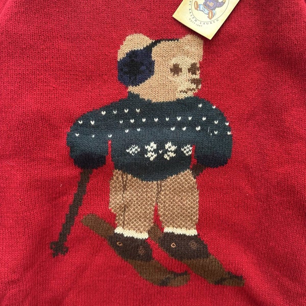 Vintage Ralph Lauren Country Polo Bear Ski Pure Wool Knitted Sweater62995623831425111