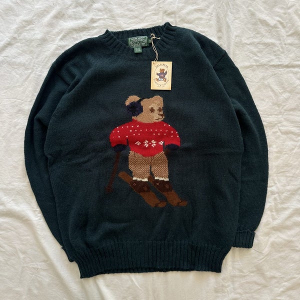 Vintage Ralph Lauren Country Polo Bear Ski Pure Wool Knitted Sweater629956238368031127