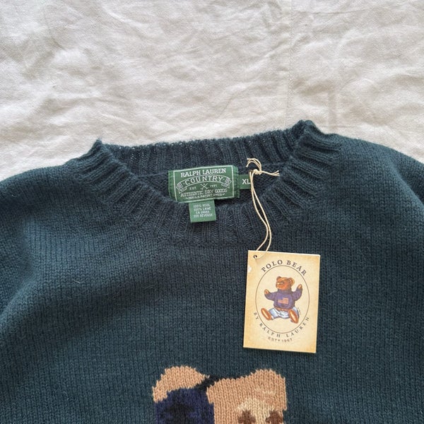 Vintage Ralph Lauren Country Polo Bear Ski Pure Wool Knitted Sweater62995623836803112