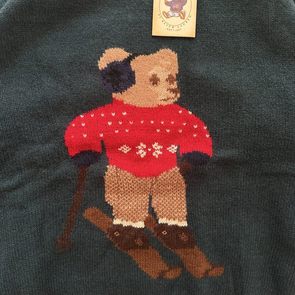 Vintage Ralph Lauren Country Polo Bear Ski Pure Wool Knitted Sweater62995623836803111