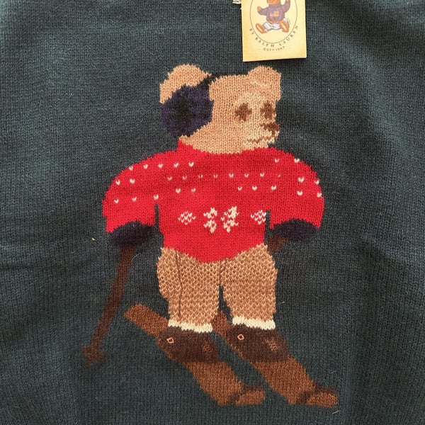 Vintage Ralph Lauren Country Polo Bear Ski Pure Wool Knitted Sweater Carousel 2