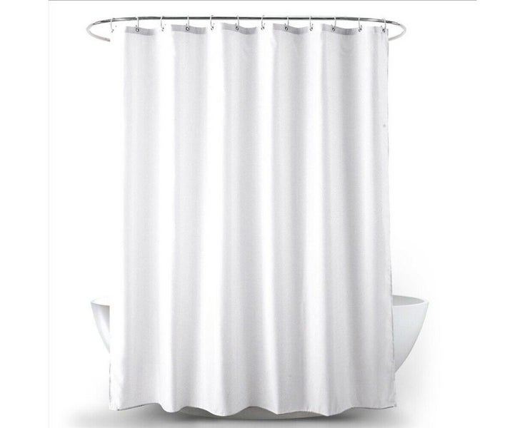 Extra Long Thick Bath Curtain Fabric Polyester Shower Curtain White Minimalis Carousel 1