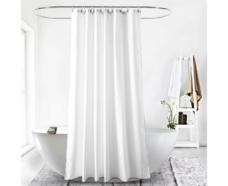 Extra Long Thick Bath Curtain Fabric Polyester Shower Curtain White Minimalis Carousel 2