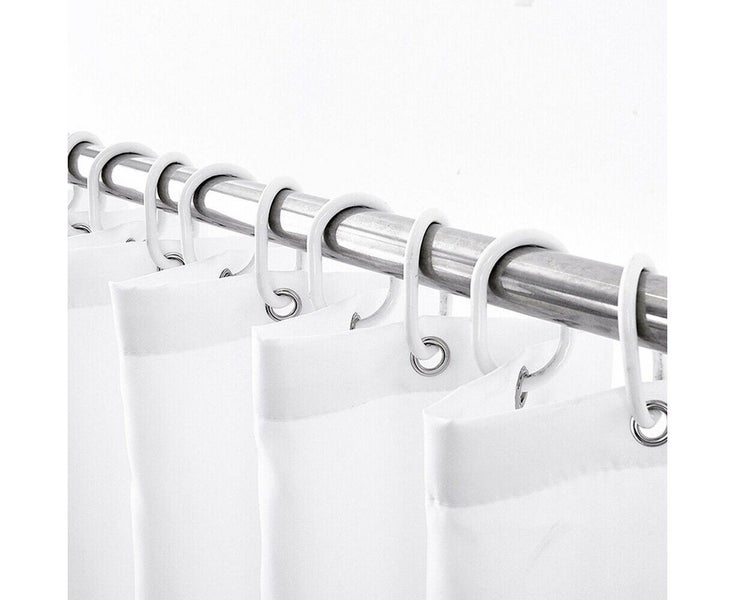 Extra Long Thick Bath Curtain Fabric Polyester Shower Curtain White Minimalis Carousel 5