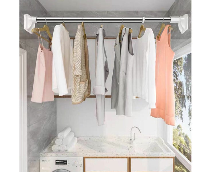 Extendable Telescopic Wardrobe Curtain Rod Closet Clothes Towel Hanging Rail Carousel 2