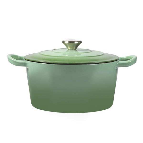 Toque Cast Iron Dutch Oven Frying Pan Enamel Casserole Pot with Lid 4L Green Carousel 1