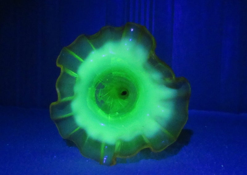 Victorian Uranium glass tulip vase62997227312130112