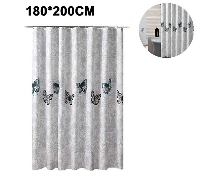 Fabric Shower Curtain, Waterproof Design and Polyester, Quick-Drying, Weighte Carousel 1