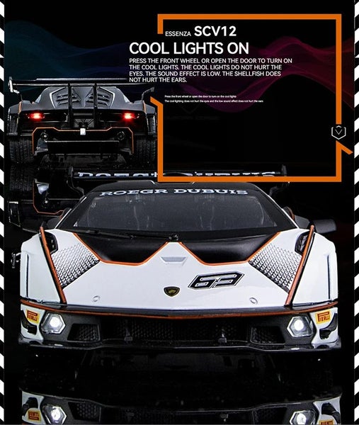 1:24 Scale Lamborghini SCV12 Diecast Car Model with Sound and Light Effects, Carousel 19