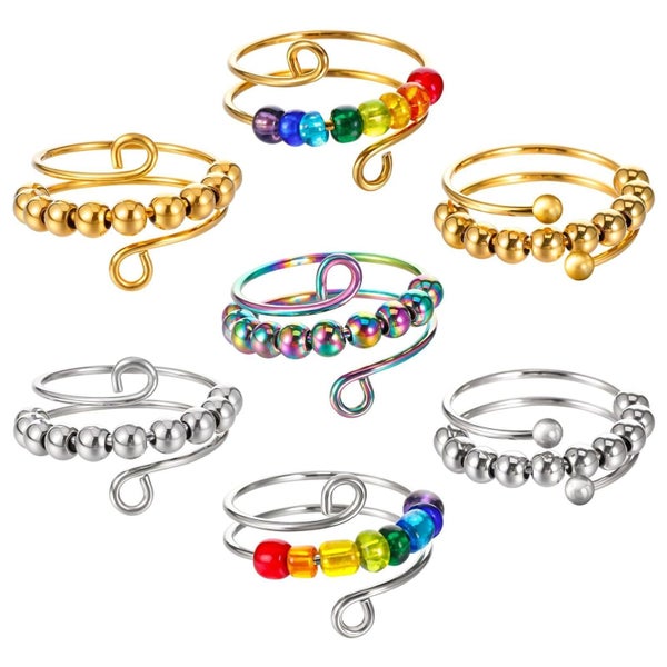 To My Daughter Anti Anxiety Ring Stress Relief Spinner Fidget Beads Women Girls Carousel 1