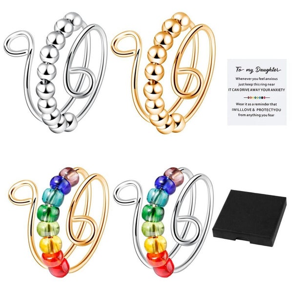 To My Daughter Anti Anxiety Ring Stress Relief Spinner Fidget Beads Women Girls Carousel 2