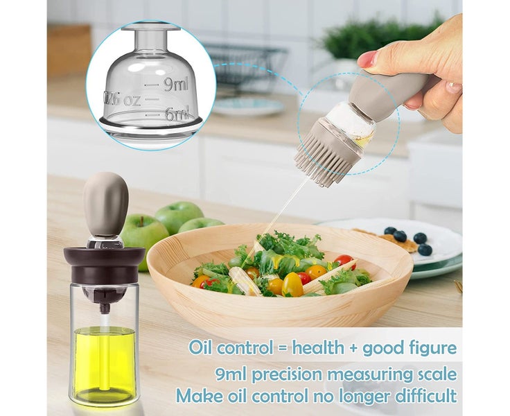 Glass Olive Oil Dispenser Bottle With Silicone Brush 2 In 1, Silicone Dropper Carousel 5