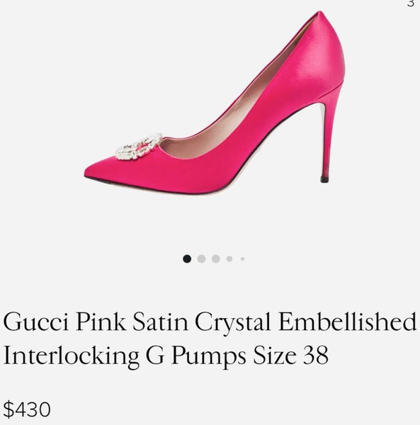 Pink Silk Gucci Heels with GG crystals63000873299842114