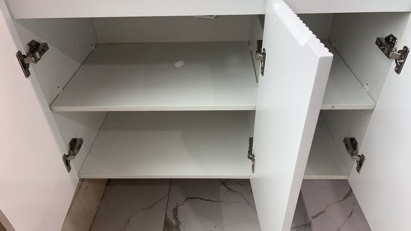 NEW!!! Vanity Sweet, 900mm Wall Hung, White Stripe Shape Carousel 2