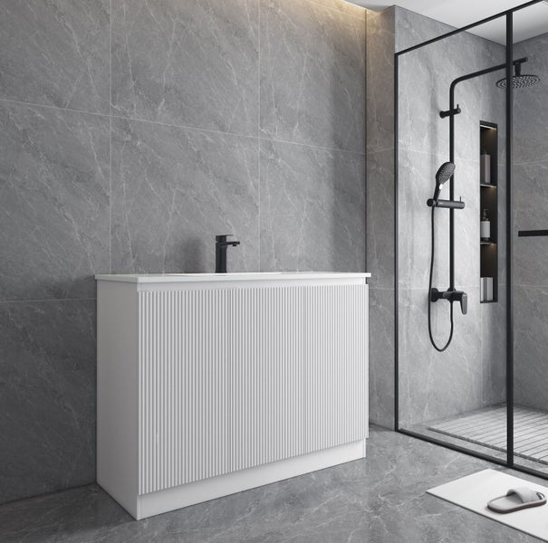 NEW!!! Vanity Sweet, 1200mm Floor Standing, White Stripe Shape Carousel 1