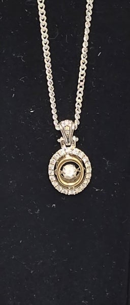 14K White/ Yellow Gold Diamond Halo Pendant (Vault Safe) Carousel 1