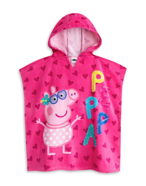 Peppa Pig Pink Poncho Towel and 1 Piece Swimming Costume Set (Girls) Carousel 2