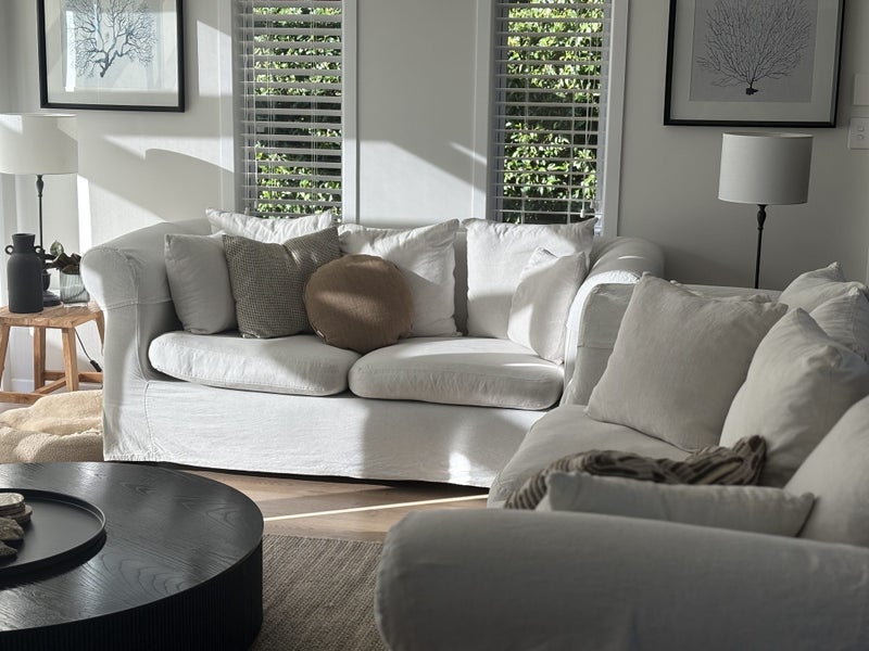 White Linen Sofa - 2 Seater and 3 Seater - MUST GO63003209368450111