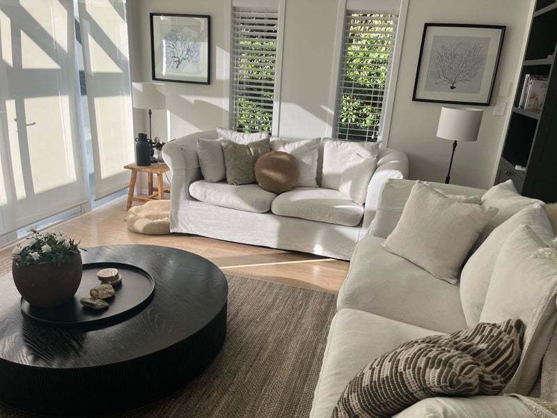 White Linen Sofa - 2 Seater and 3 Seater - MUST GO63003209368450112