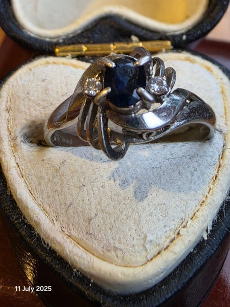 $1 Pure Platinum Diamond and Sapphire Ring 2.61gm63004051552258113