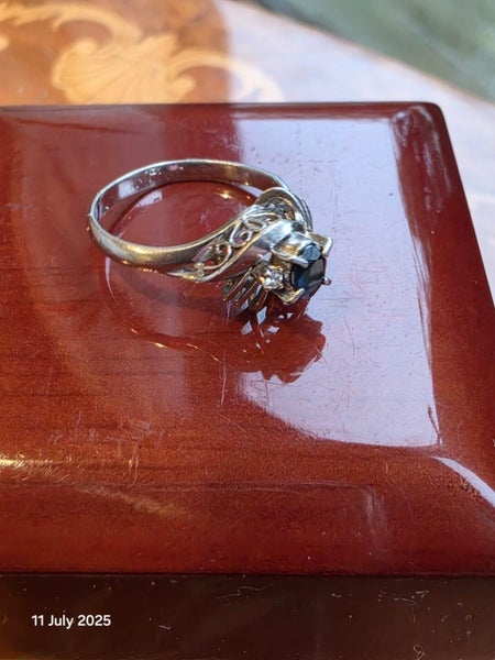 $1 Pure Platinum Diamond and Sapphire Ring 2.61gm63004051552258112