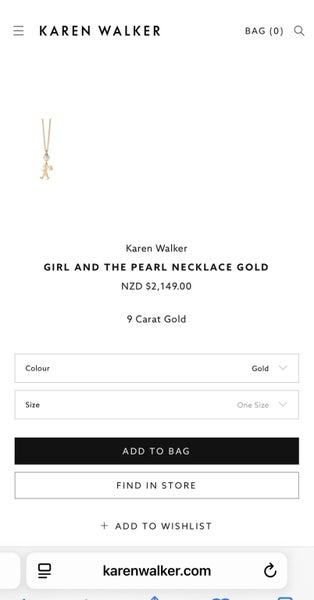 $1 RESERVE Karen Walker 9 carat Gold Necklace63003996909059112