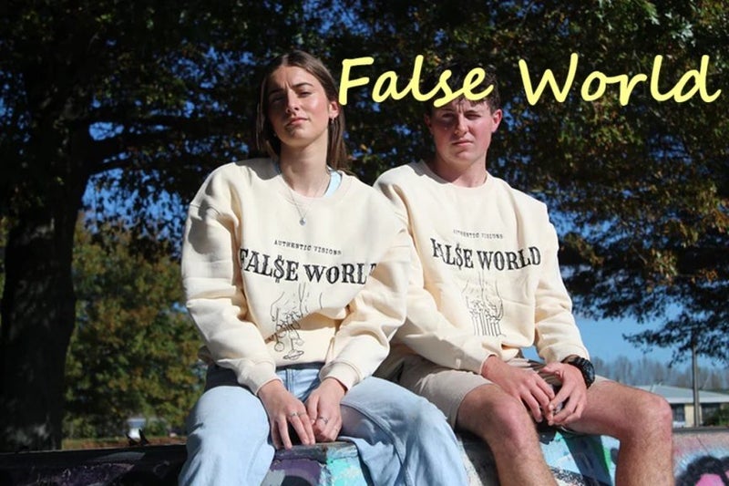 URBAN COOL *FALSE WORLD* DESIGNER CREWMECK TOP - NEW-1663003393090563111