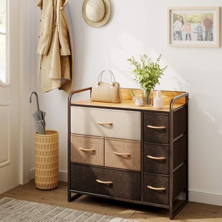 Chest of 7 Drawers Clothes Storage Tower Bedroom Dresser Organizer Unit Fabric Carousel 1