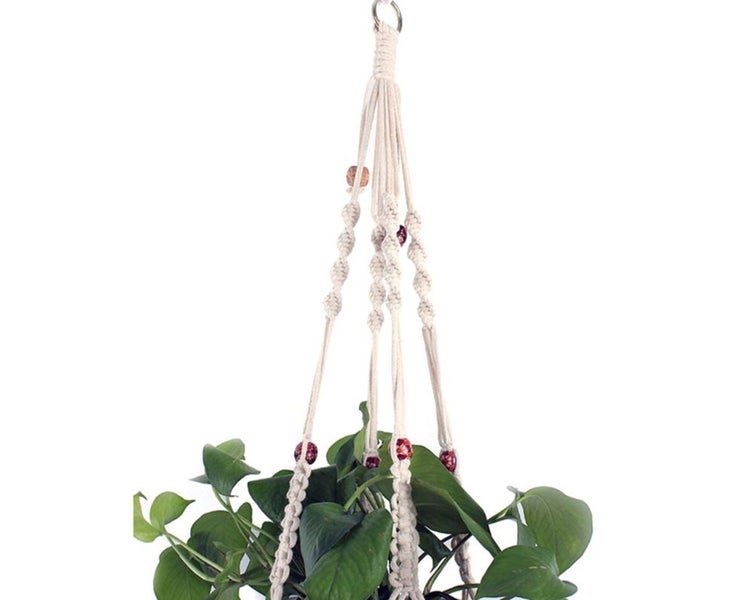 Handwoven Cotton Hanging Planter Basket Multipurpose Decorative Organizer Carousel 8