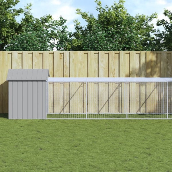 Chicken Cage With Run Light Grey 117x813x123 Cm Galvanised Steel Tonkbil Carousel 1