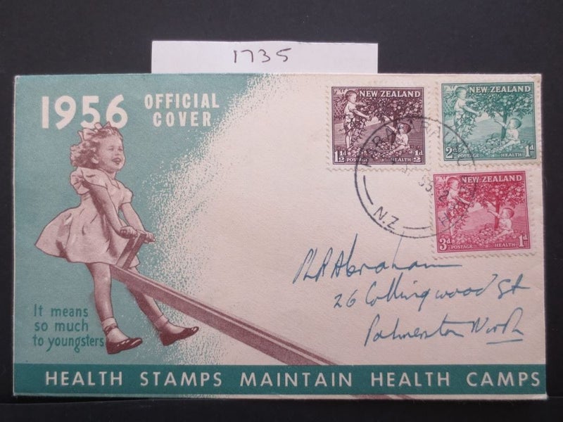 NZ FDC 1956 Health Pmk PARAPARAUMU BEACH #818 Carousel 1