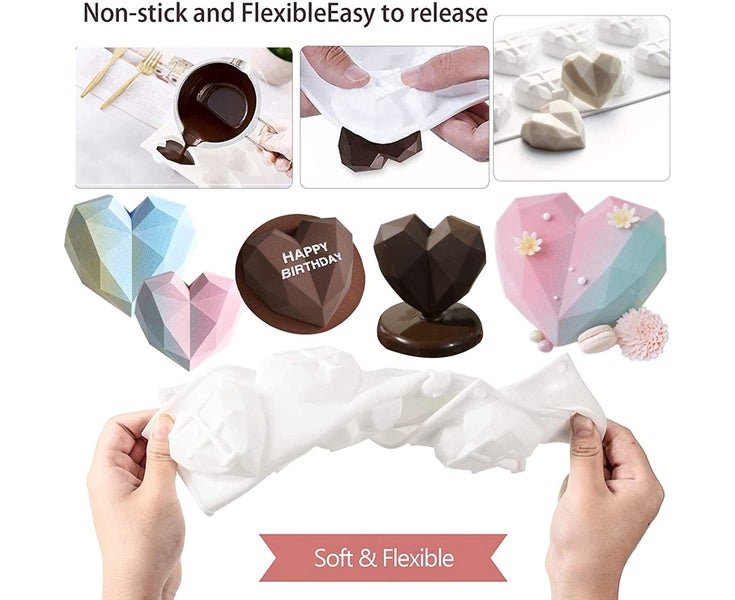 Heart Shaped Silicone Molds Set+Hammers Droppers-Baking Mousse Cake Carousel 4