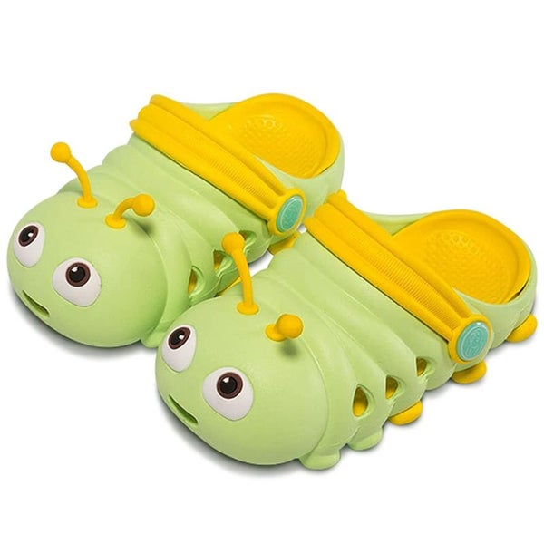 Kids Cute Caterpillar Clogs Lightweight Beach Water Slippers-Light Green Carousel 1