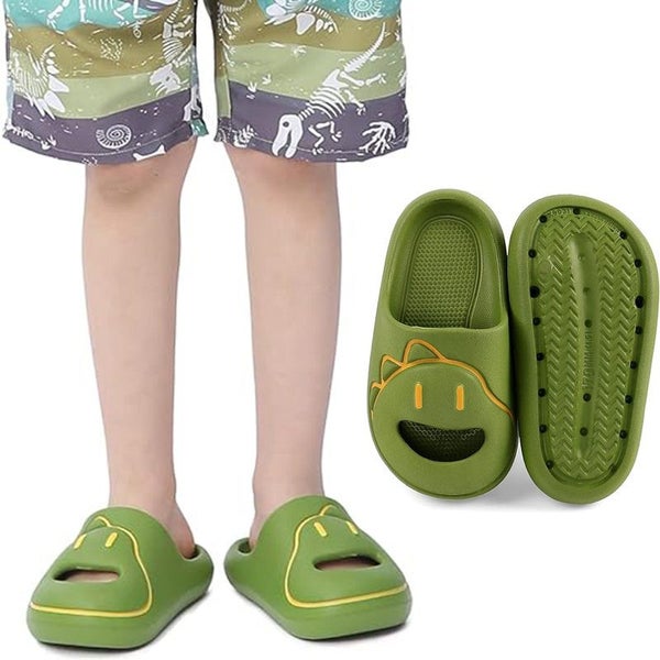 Kids Slide Sandals Thickened Sole Ergonomic Slippers for Outdoor-Green Carousel 6