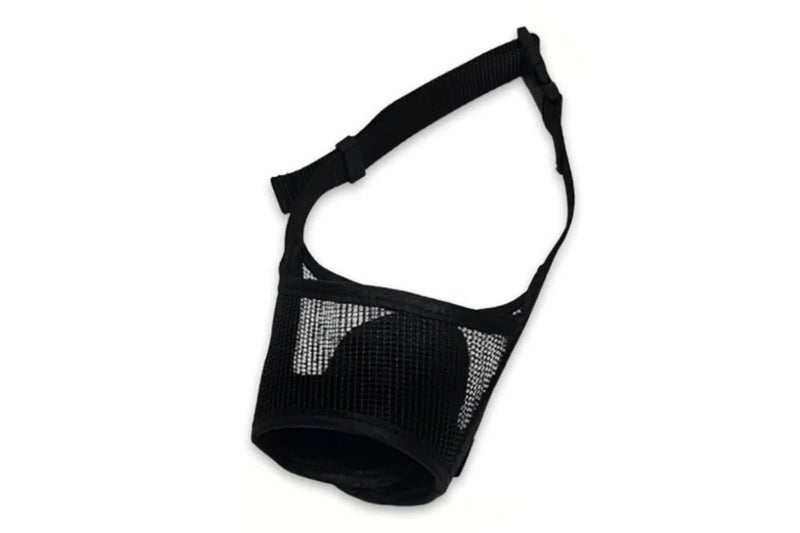 Dog Muzzle Air Mesh Adjustable Mouth Guard for Bark Scavenging Prevention -Black Carousel 7