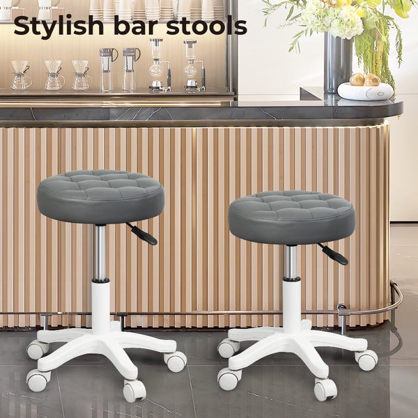 Levede Bar Stools Rolling Salon Chairs Swivel Stool Adjustable Height Work SPA Carousel 2