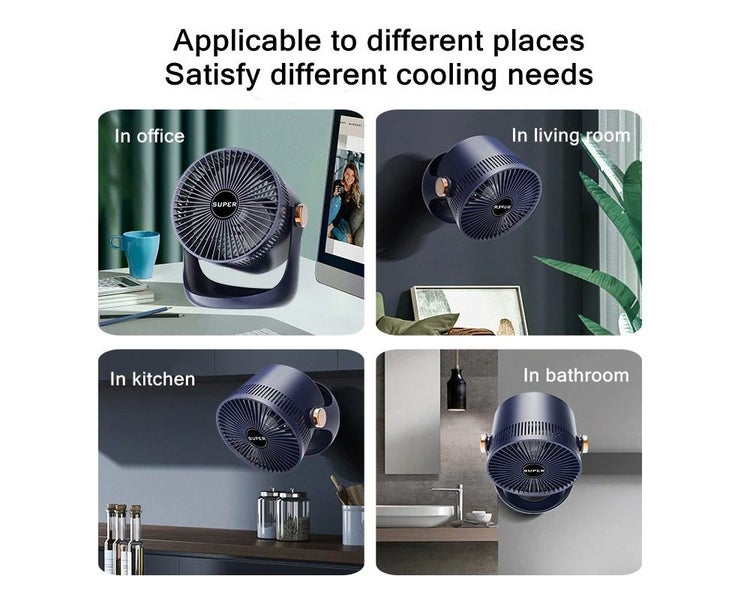 Household Table USB Rechargeable Air Circulation Electric Fan 2400mAh Battery Carousel 2